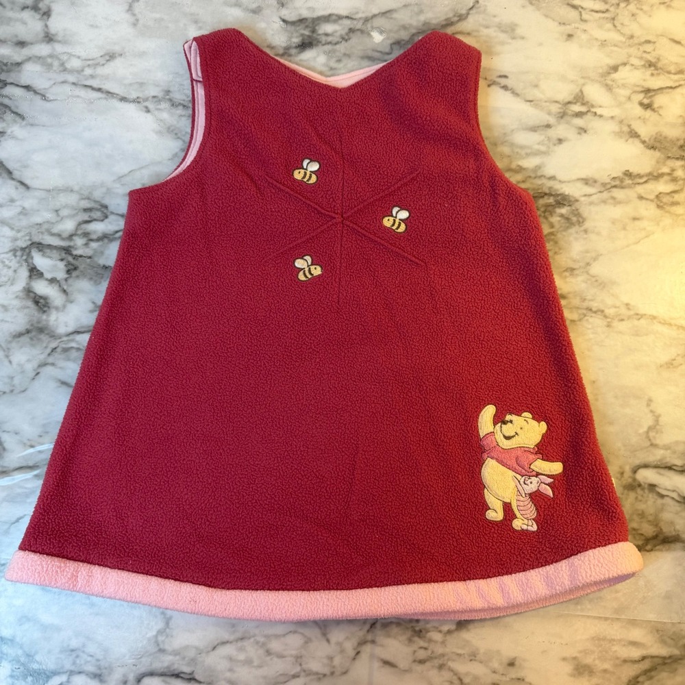 Disney Sincerely Pooh Girls Red Fleece Winnie the Pooh Piglet Jumper Dress 6-9M